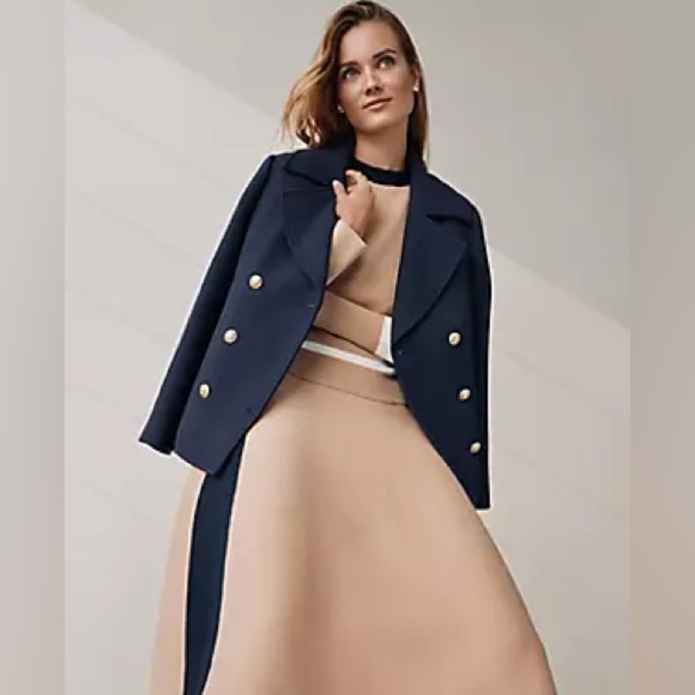NWT Ann Taylor Twill Double-Breasted Peacoat
